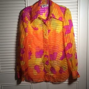Shirt Small Coco of CA Sheer PinkOrange Blouse♥️👏
